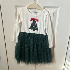 Bonnie Jean Christmas Tree Dress - White and Green